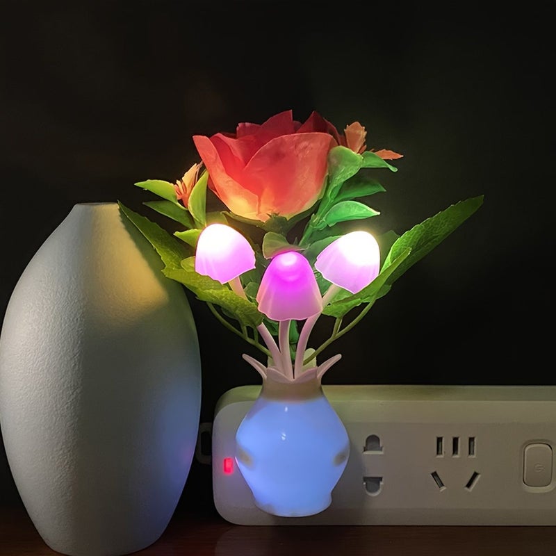 مصباح LED الجيل الثاني الذكي على شكل زهرة - ضوء ليلي مع حساس ضوء تلقائي للتشغيل والإيقاف - ديكور غرفة النوم - هدية عيد ميلاد وحب - Image 3