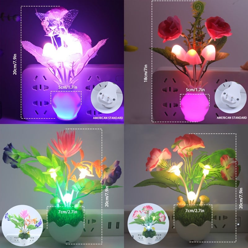 مصباح LED الجيل الثاني الذكي على شكل زهرة - ضوء ليلي مع حساس ضوء تلقائي للتشغيل والإيقاف - ديكور غرفة النوم - هدية عيد ميلاد وحب - Image 2