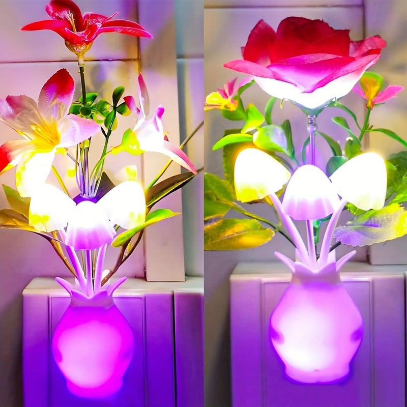 مصباح LED الجيل الثاني الذكي على شكل زهرة - ضوء ليلي مع حساس ضوء تلقائي للتشغيل والإيقاف - ديكور غرفة النوم - هدية عيد ميلاد وحب - Image 4