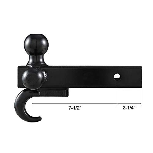 Towever 84181P Towever Class 3/4 Trailer Hitch 2 Inch Ball Hitch with Hook (Black, Hollow Shank), for Pickup Truck Hitch Receiver Pin and Clip Included - Image 2