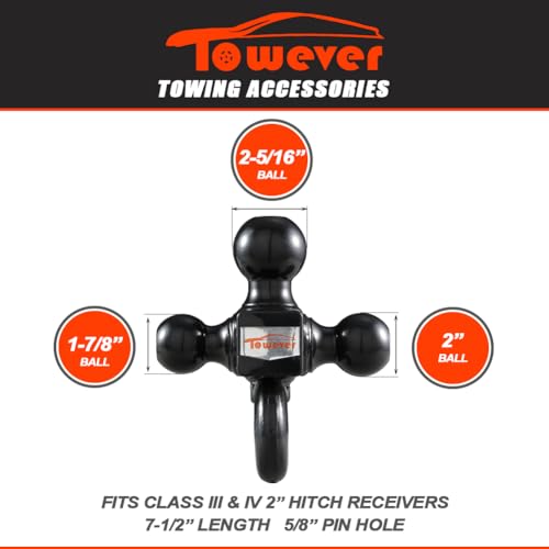 Towever 84181P Towever Class 3/4 Trailer Hitch 2 Inch Ball Hitch with Hook (Black, Hollow Shank), for Pickup Truck Hitch Receiver Pin and Clip Included - Image 3