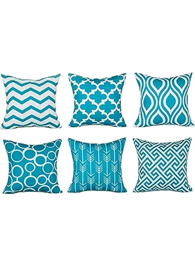 ORiTi Decorative Pillowcase Cotton Linen Sofa Cushion Throw Pillow Cover Set Of 6 Pieces