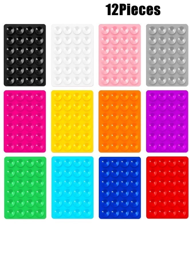 12 Pieces Silicone Suction Cup Phone Case Mount, Phone Accessories Hands-Free Strong Grip Holder for Selfies and Videos, Silicon Phone Stand Sticky for iPhone and Android - Image 1