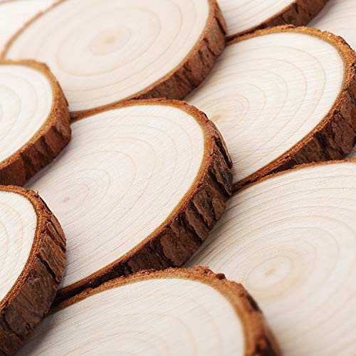 Fuyit Unfinished Wood Slices with No Hole, 25 Pcs 3.1-3.5 Inches Natural Wooden Circles with Bark for DIY Crafts, Christmas Ornament, Decoration - Image 3