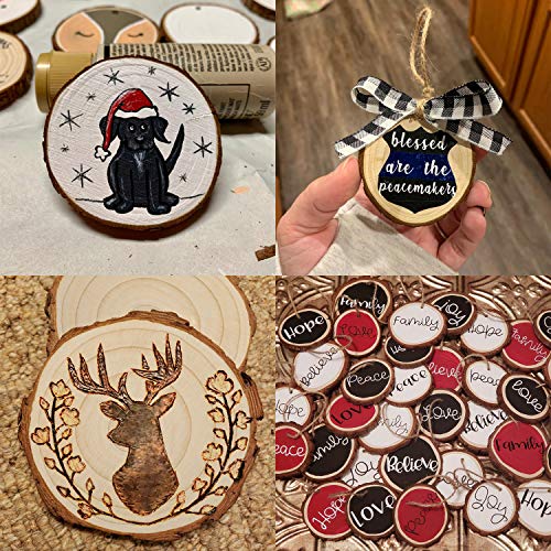 Fuyit Unfinished Wood Slices with No Hole, 25 Pcs 3.1-3.5 Inches Natural Wooden Circles with Bark for DIY Crafts, Christmas Ornament, Decoration - Image 5