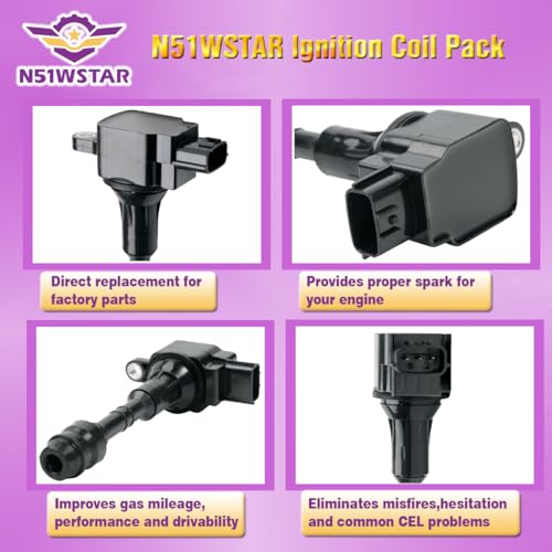 N51WSTAR IGNITION COIL PACKS SET OF 8 COMPATIBLE WITH INFINITI FX45 M45 Q45 QX56 NISSAN ARMADA PATHFINDER TITAN 4.5 5.6 V8 VK45 VK56 TB48 Replacement For 22448-7S015 22448AR215 UF510 UF568 UF482 - Image 2