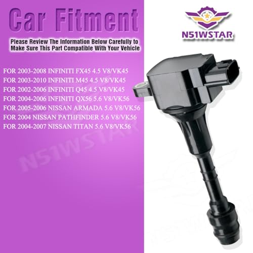 N51WSTAR IGNITION COIL PACKS SET OF 8 COMPATIBLE WITH INFINITI FX45 M45 Q45 QX56 NISSAN ARMADA PATHFINDER TITAN 4.5 5.6 V8 VK45 VK56 TB48 Replacement For 22448-7S015 22448AR215 UF510 UF568 UF482 - Image 5