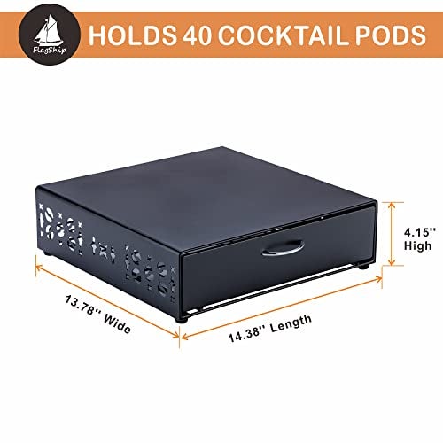FlagShip for Bartesian Pod Holder Cocktail Pod Storage bartesian Capsule Organizer Bar Design And Cocktail Machine Stand Black Metal(40 Pods Capacity) - Image 2