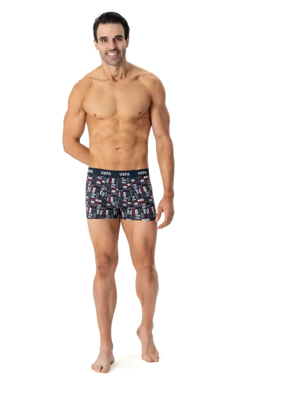 يو اس بولو اسن BASE. POLO ASSN. Men's Navy Blue-Sax-Printed 3-Piece Boxer 80509