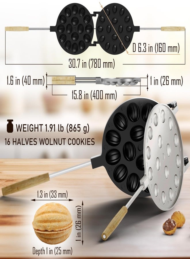 BIOL Heavy Duty Oreshki Oreshnitsa 16 Nuts with Non-Stick Coating - Cookie Mold Oreshek Cake - Metal Mold Form for Sweet Russian Nuts - Image 2