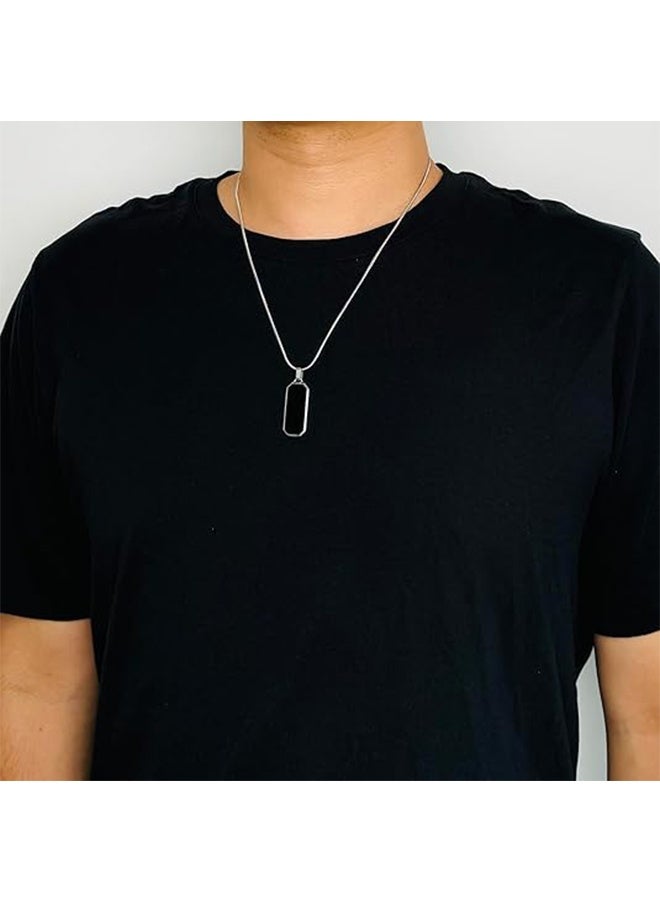 YJ Men's Stainless Steel Necklace with Minimalist Modern Pendant Durable Chain Elegant Suitable for Daily Wear Formal Occasions Ideal as Gift for Valentine's Day Birthday Anniversary Festival Accessories for Men for Guys for Adults（60cm） - Image 5