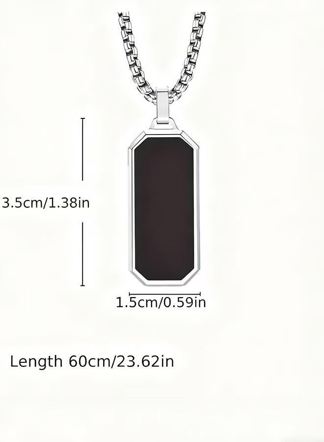 YJ Men's Stainless Steel Necklace with Minimalist Modern Pendant Durable Chain Elegant Suitable for Daily Wear Formal Occasions Ideal as Gift for Valentine's Day Birthday Anniversary Festival Accessories for Men for Guys for Adults（60cm） - Image 3
