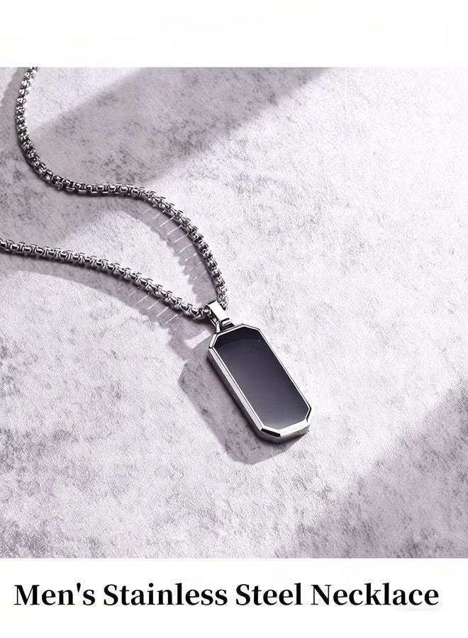 YJ Men's Stainless Steel Necklace with Minimalist Modern Pendant Durable Chain Elegant Suitable for Daily Wear Formal Occasions Ideal as Gift for Valentine's Day Birthday Anniversary Festival Accessories for Men for Guys for Adults（60cm） - Image 1