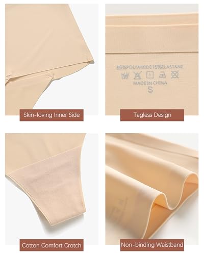K-CHEONY Seamless Underwear Women No Show Thongs Lightweight Tummy Control Panties High Waisted High Cut Briefs 3PCS - Image 4