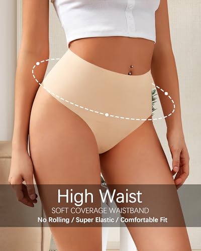 K-CHEONY Seamless Underwear Women No Show Thongs Lightweight Tummy Control Panties High Waisted High Cut Briefs 3PCS - Image 2