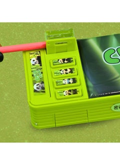 WireScorts WireScorts Multifunctional Panda Lock Compass Box for Kids, Pencil Box for Boy & Girl, Magnetic & Password Lock Compass Box for Boys, Panda Theme Pencil Case Return Gifts for Kids - Green  - Image 3