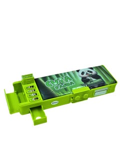 WireScorts WireScorts Multifunctional Panda Lock Compass Box for Kids, Pencil Box for Boy & Girl, Magnetic & Password Lock Compass Box for Boys, Panda Theme Pencil Case Return Gifts for Kids - Green  - Image 1