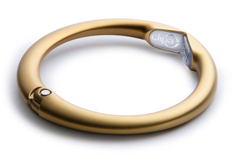 Clipa Bag Hanger â€“ Matte Gold PVD - The Ring That Opens Into a Hook and Hangs in Just 1/2" of Space, Holds 33 lbs., 3 yr. Warranty - Image 2