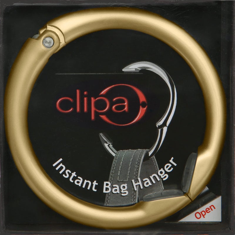 Clipa Bag Hanger â€“ Matte Gold PVD - The Ring That Opens Into a Hook and Hangs in Just 1/2" of Space, Holds 33 lbs., 3 yr. Warranty - Image 3