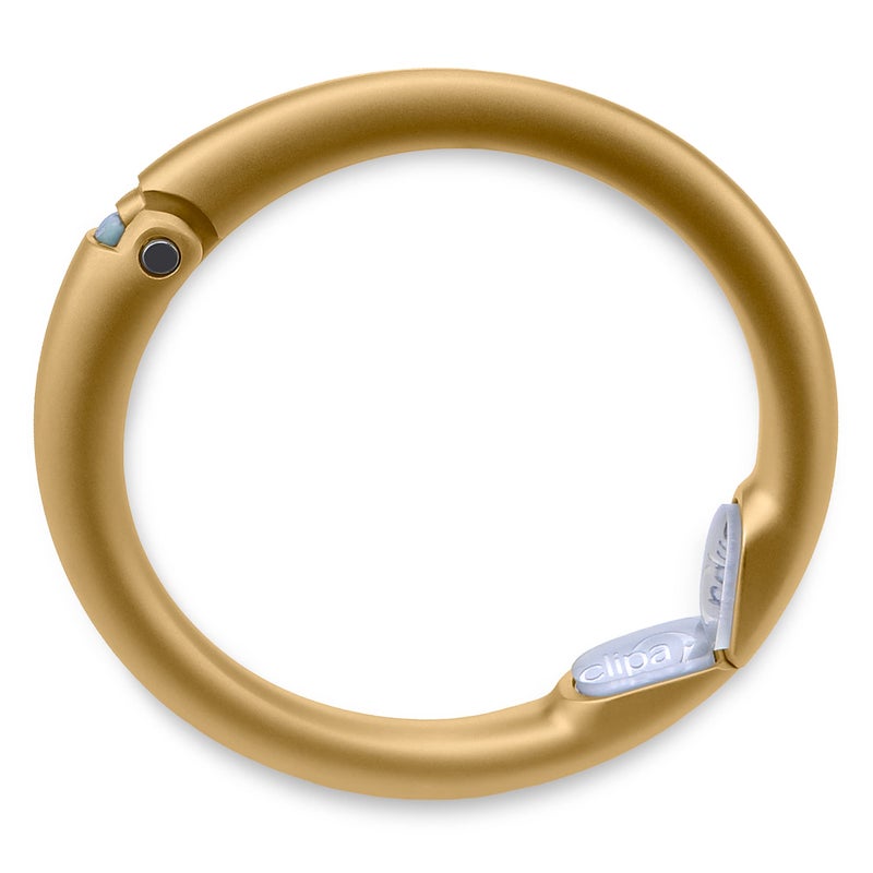 Clipa Bag Hanger â€“ Matte Gold PVD - The Ring That Opens Into a Hook and Hangs in Just 1/2" of Space, Holds 33 lbs., 3 yr. Warranty - Image 1