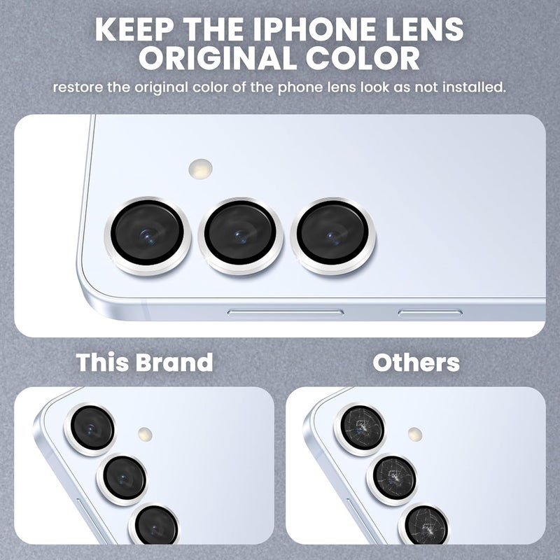 FIRST MART Camera Lens Protector for Samsung Galaxy S25 (6.2 Inches) Tough HD Individual Aluminum Alloy Lens Rings Cover, Scratch Resistant, Thin Lens Protection| Silver, 1 Pack - Image 3