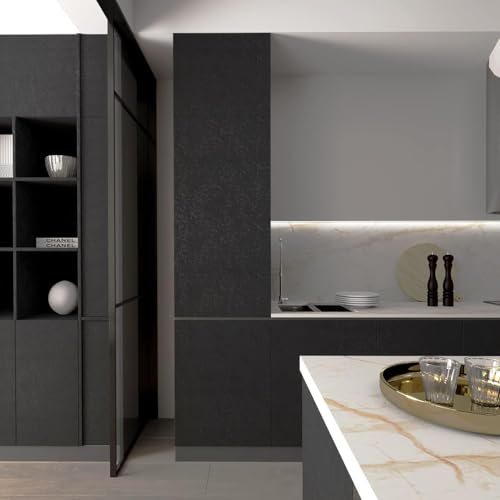 FOKRIM Black Resin Wallpaper for Wall Sticker for Home,Office 45.5x305cm Sticker Wallpaper Peel and Stick Hexagon Removable Self Adhesive Waterproof Wallpaper(Pack of 1) - Image 2