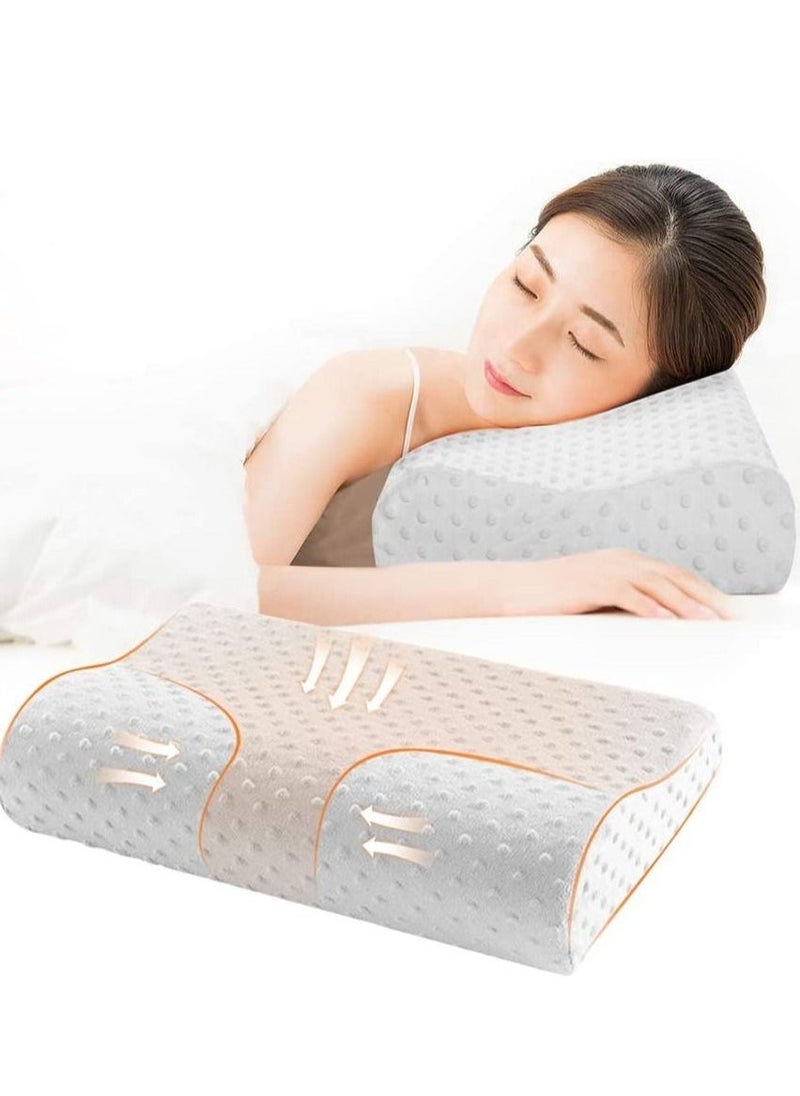 Cervical Pillow Contour Memory Foam Pillow, Orthopedic Pillow for Relieve Neck Pain, Ergonomic Pillow for Side Sleeper Back Sleeper Stomach Sleeper, Insomniac Pillow White,a - Image 1