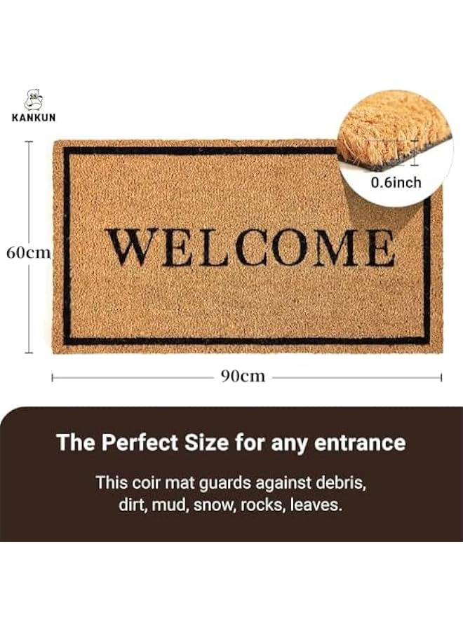 HOOKOR Door Mat with Heavy Duty Backing, Welcome Doormat, Easy to Clean Entry Mat, Beautiful Color and Sizing for Outdoor and Indoor uses (60 * 90CM) - Image 3