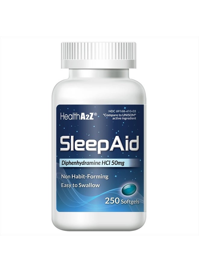 HealthA2Z Sleep Aid, Diphenhydramine 50mg, 250 Softgels  - Image 1