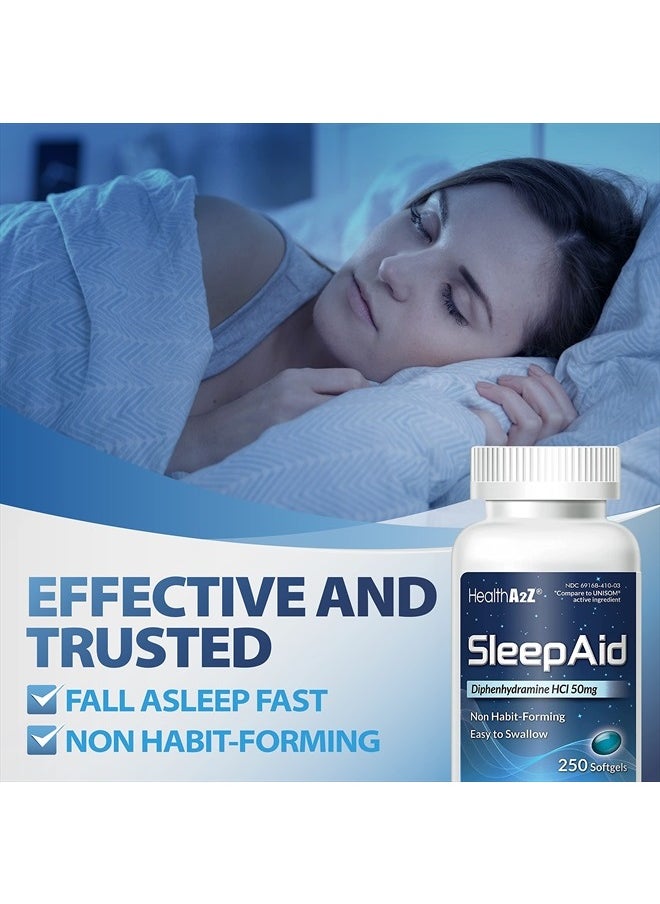 HealthA2Z Sleep Aid, Diphenhydramine 50mg, 250 Softgels  - Image 5