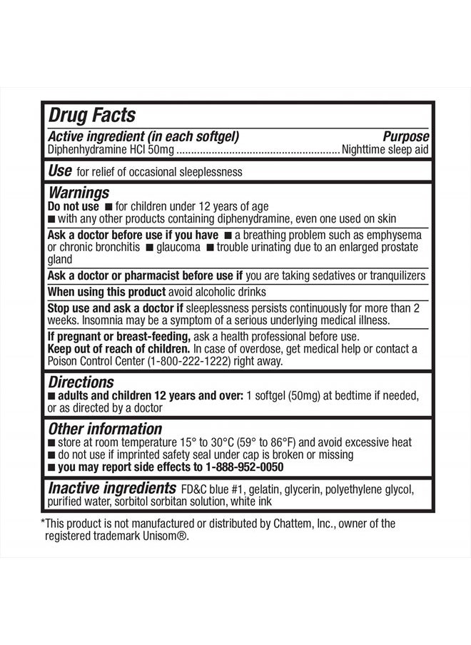 HealthA2Z Sleep Aid, Diphenhydramine 50mg, 250 Softgels  - Image 4