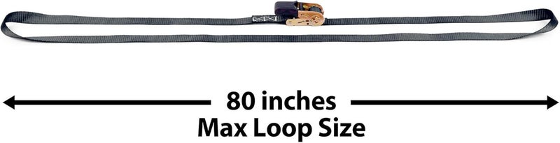PowerTye - Endless Ratchet Strap - 1in x 14ft Easy Grip (Hookless), Tie Down Strap w/ 400 lb. Working Load Limit / 1,200 lb. Break Strength, Ideal for Motorcycle, Truck Beds, & Cargos, Black 2-Pack - Image 3