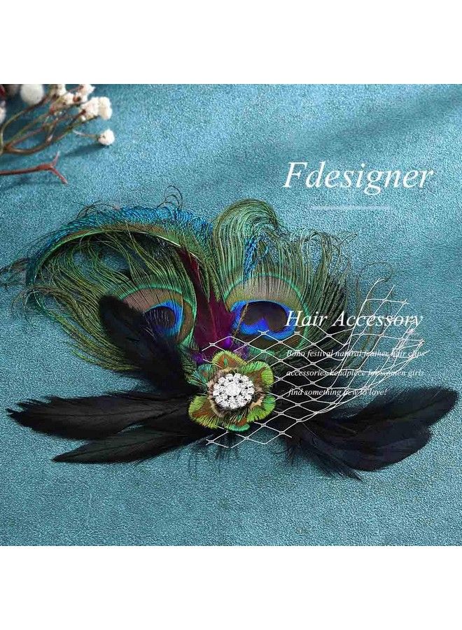 Fdesigner مشبك شعر ريش الطاووس بوهيمي - إكسسوارات شعر للمهرجانات - حلي شعر مصنوعة يدويًا - زينة شعر للنساء والفتيات - Image 3