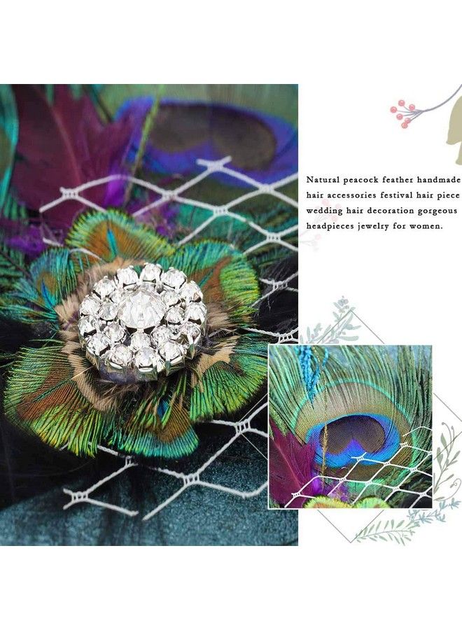 Fdesigner مشبك شعر ريش الطاووس بوهيمي - إكسسوارات شعر للمهرجانات - حلي شعر مصنوعة يدويًا - زينة شعر للنساء والفتيات - Image 5