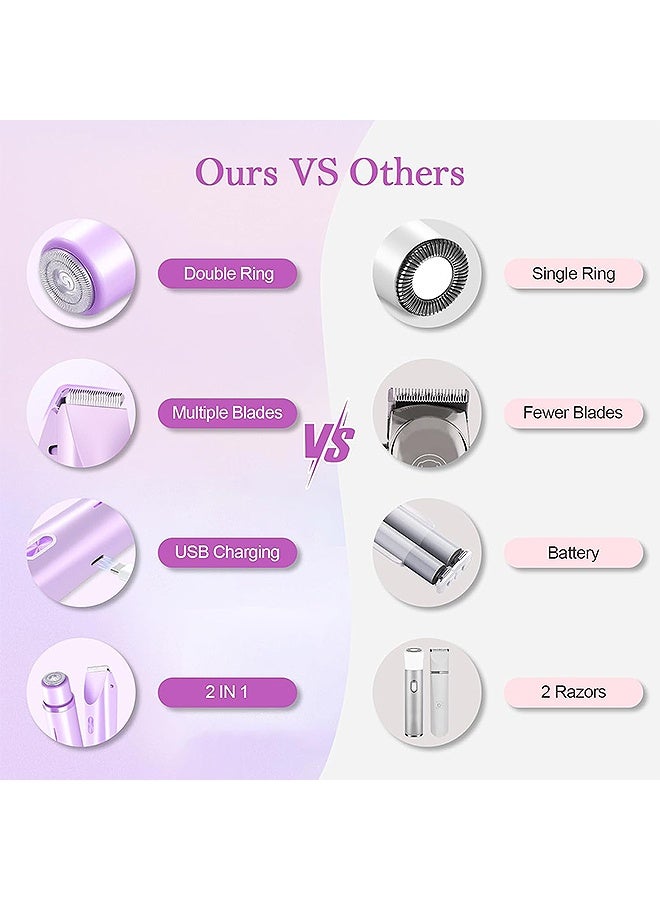 مانجي 2025 مرشة بيكيني جديدة، 2 في 1 مرشة بيكيني، ومرشة كهربائية للنساء، طقم شفرات كهربائية لاسلكية رطبة/جافة، إزالة شعر مقاوم للماء للوجه/الشفاه/أسفل الشعر/الساقين/مناطق العانة (أرجواني) - Image 3