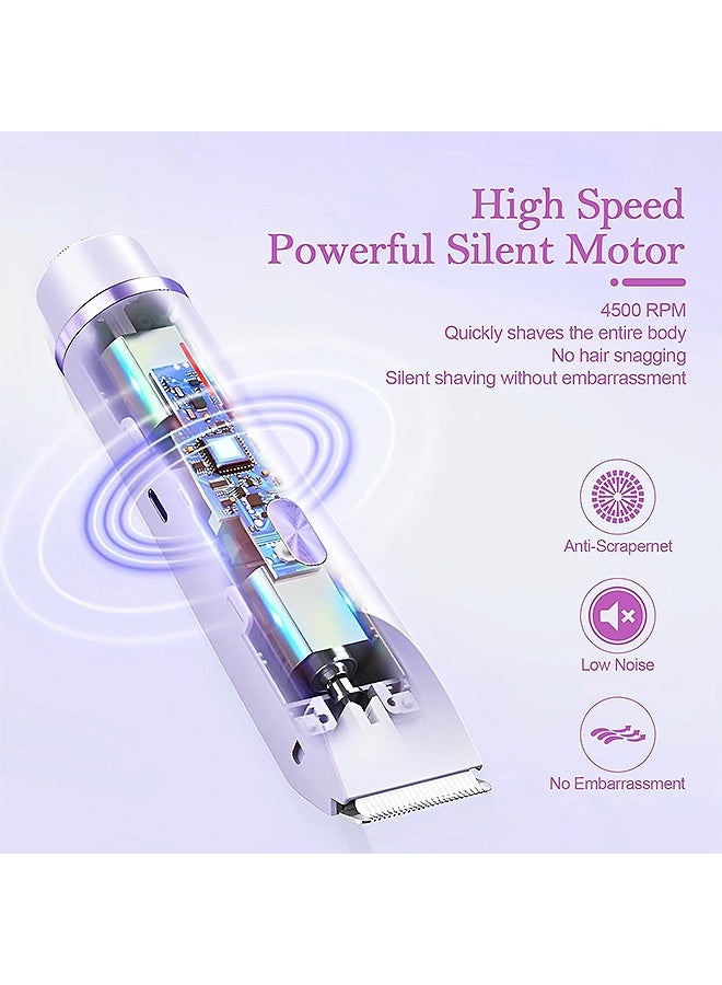 مانجي 2025 مرشة بيكيني جديدة، 2 في 1 مرشة بيكيني، ومرشة كهربائية للنساء، طقم شفرات كهربائية لاسلكية رطبة/جافة، إزالة شعر مقاوم للماء للوجه/الشفاه/أسفل الشعر/الساقين/مناطق العانة (أرجواني) - Image 5