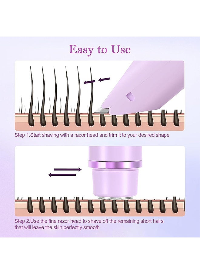 مانجي 2025 مرشة بيكيني جديدة، 2 في 1 مرشة بيكيني، ومرشة كهربائية للنساء، طقم شفرات كهربائية لاسلكية رطبة/جافة، إزالة شعر مقاوم للماء للوجه/الشفاه/أسفل الشعر/الساقين/مناطق العانة (أرجواني) - Image 4