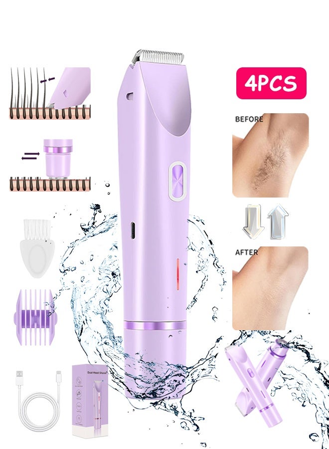 مانجي 2025 مرشة بيكيني جديدة، 2 في 1 مرشة بيكيني، ومرشة كهربائية للنساء، طقم شفرات كهربائية لاسلكية رطبة/جافة، إزالة شعر مقاوم للماء للوجه/الشفاه/أسفل الشعر/الساقين/مناطق العانة (أرجواني) - Image 1