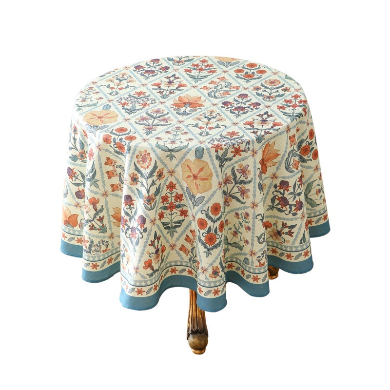Isaenne Designer Linen Elegant Small Round Tablecloth Colorful Floral Bohemian Table Cloth Wrinkle Resistant Decor Tablecloths For Dining Thanksgiving Kitchen Christmas Diameter 55""-Floralsea A - Image 1