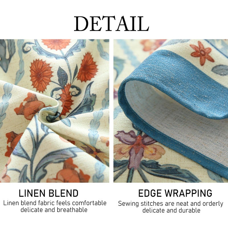 Isaenne Designer Linen Elegant Small Round Tablecloth Colorful Floral Bohemian Table Cloth Wrinkle Resistant Decor Tablecloths For Dining Thanksgiving Kitchen Christmas Diameter 55""-Floralsea A - Image 4