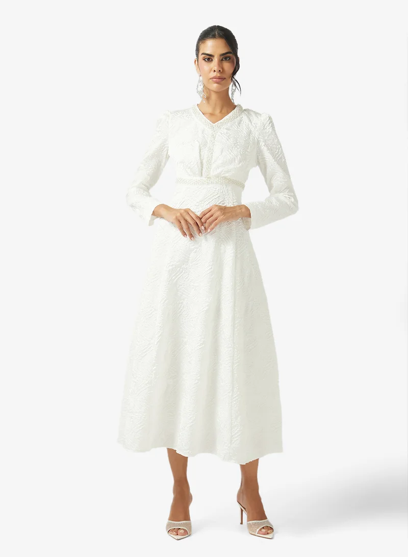 Puff Sleeved A-line Dress