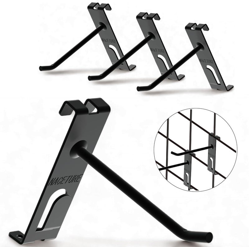 NACETURE Double Gridwall Hooks- 24 Pcs Display Hooks for Grid Wall Panel- Grid Wall Hooks 4 inch with Extra Hook On The Bottom- Durable Peg Hook Wall Grid Panel Hooks for Hanging (4 inch) - Image 1