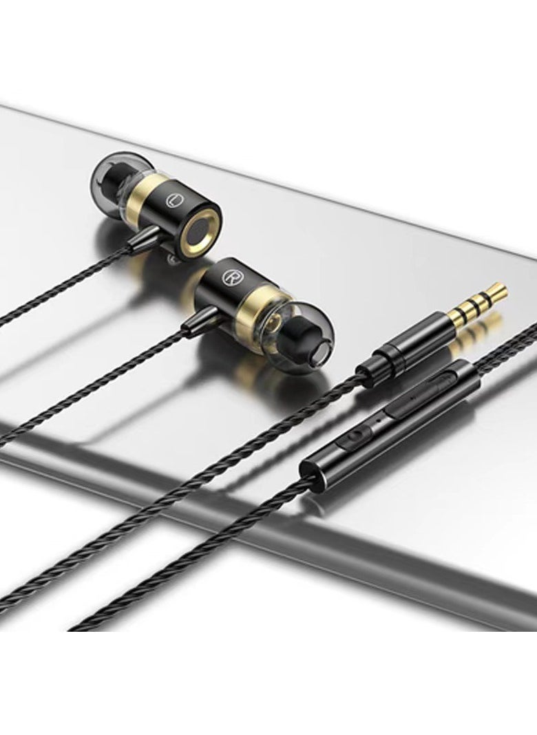 Generic Metal heavy bass wired in-ear headphones with in-line control tuning earbuds with microphone (black)  - Image 1