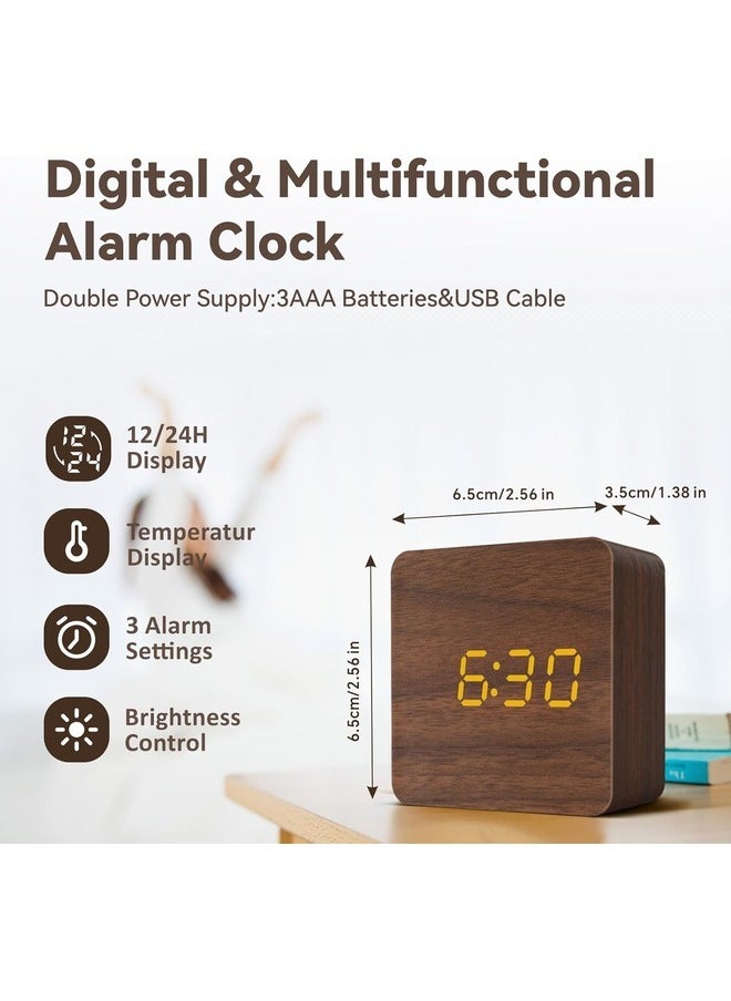 Baytion - LED Digital Alarm Clock ,Mini Square Table Clock with 3 Group of Alarm Settings,Temperature, Date Display | Support USB Cable - Image 1