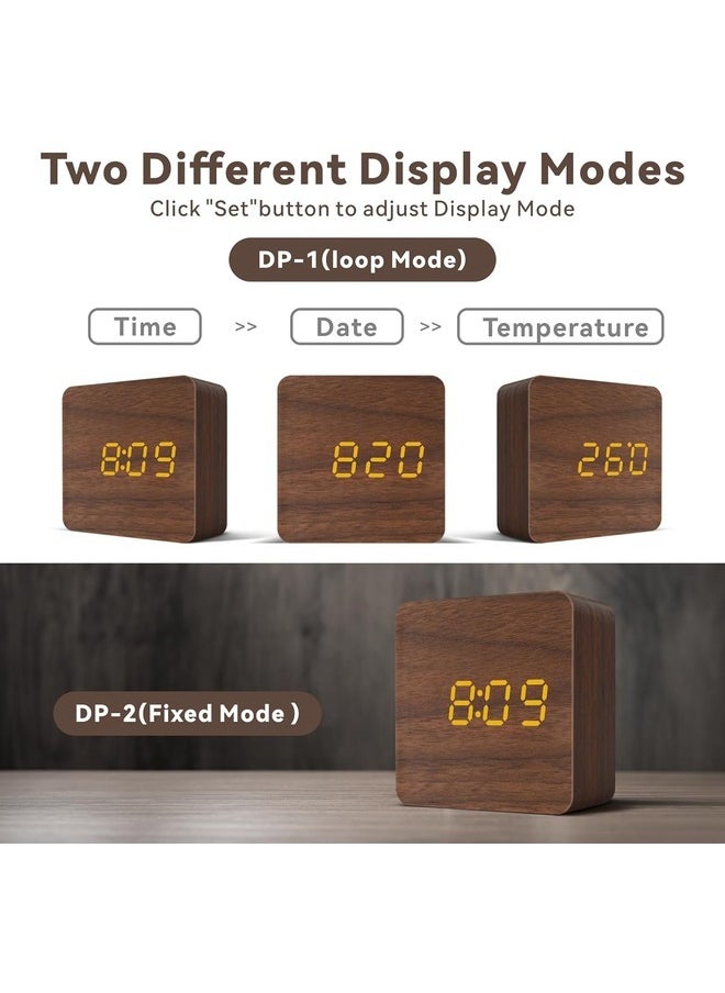 Baytion - LED Digital Alarm Clock ,Mini Square Table Clock with 3 Group of Alarm Settings,Temperature, Date Display | Support USB Cable - Image 1