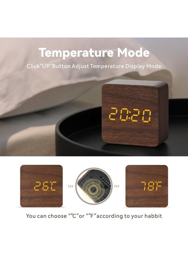 Baytion - LED Digital Alarm Clock ,Mini Square Table Clock with 3 Group of Alarm Settings,Temperature, Date Display | Support USB Cable - Image 1