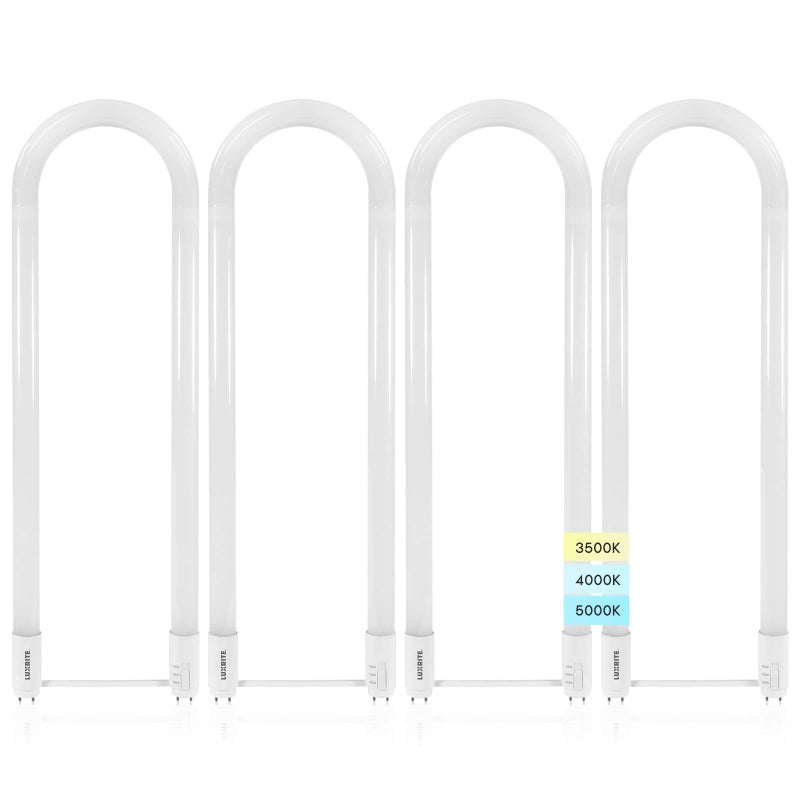 مصباح أنبوب LED من لوكسايت U Bend T8 T12 175W مكافئ 32W 3 ألوان 3500K 4000K 5000K 2100 لومن بديل لمصباح الفلورسنت توصيل مباشر أو تجاوز المحول معتمد من UL قاعدة G13 4 عبوات