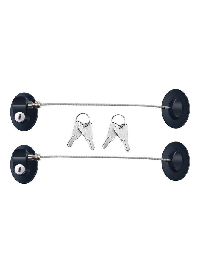 XiuWoo 2-Piece Refrigerator Door Lock 4 Keys Black - Image 1