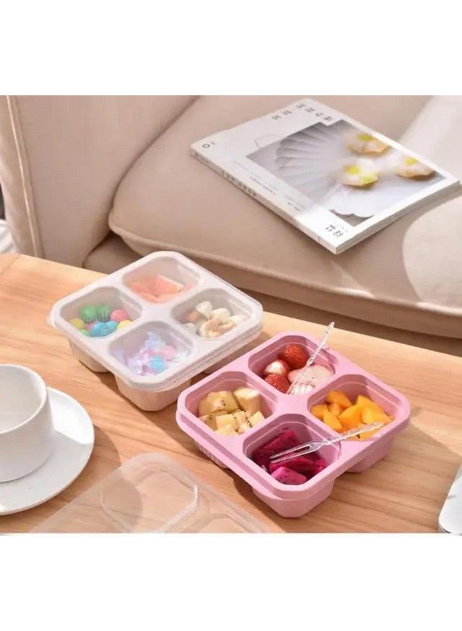 Clazkit 4 Compartment Storage Boxes, Dry Fruits Containers, Fridge Organiser, Storage Containers for Kitchen, Masala Box for Kitchen, Lunch Box for Kids, Adults (Pack of 4) Multicolor, Polypropylene - Image 3