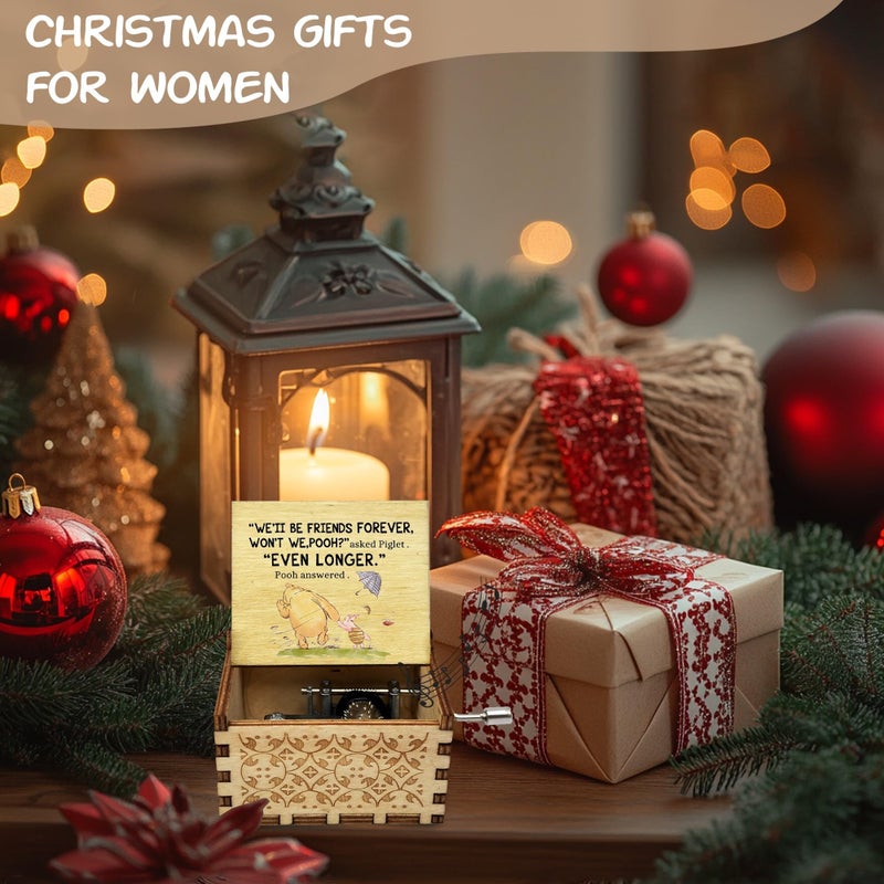 Litenx Soul Sister Wood Music Box Gifts for Women, Bset Friends Friendship BBF Sister Gifts for Christmas Birthday, We'll Be Friends Forever. - Image 3